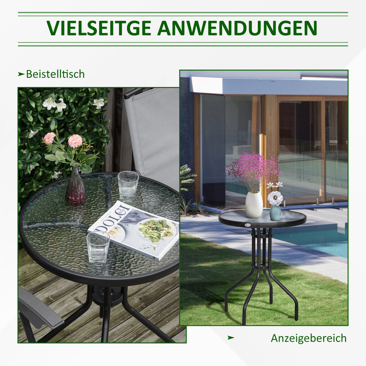 Havebord, balkonbord, bistrobord, glasbord, sidebord, metal + sikkerhedsglas × 60xh70cm
