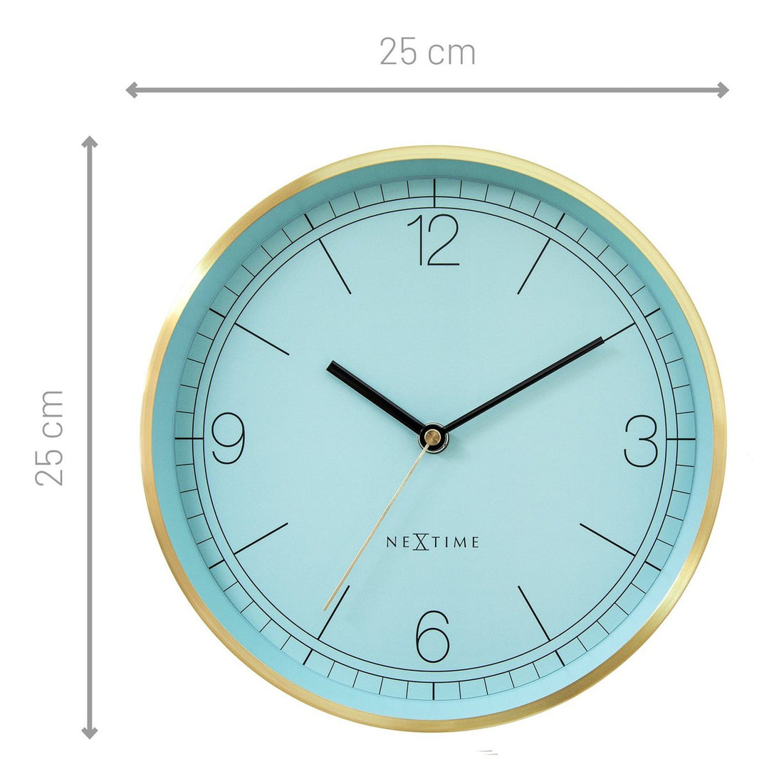 Vægur 25cm-Silent-Grøn/Turkis/Hvid/Sort-Metal-NeXtime 'Bolero'