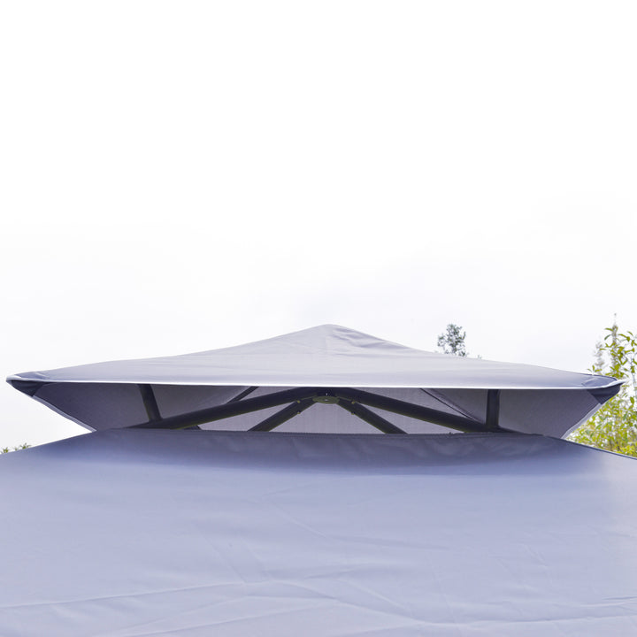Pavilion partytelt med dobbelt tag 3,45x3,45x2,68m partytelt havepergola metal polyester grå