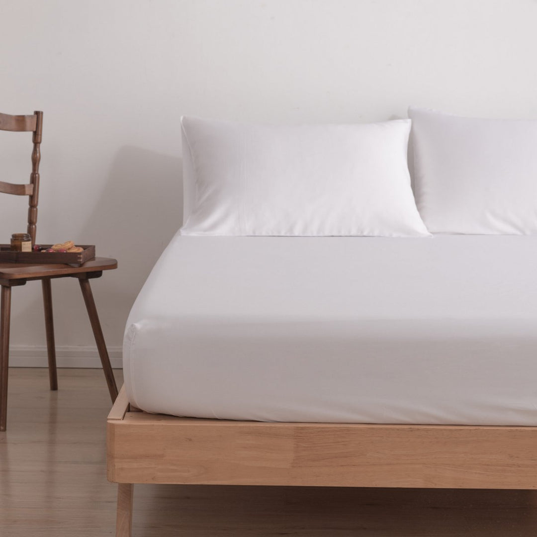 Hvid bambus monteret lagen Premium - op til 30 cm - 400TC Tanboocel - Coco White