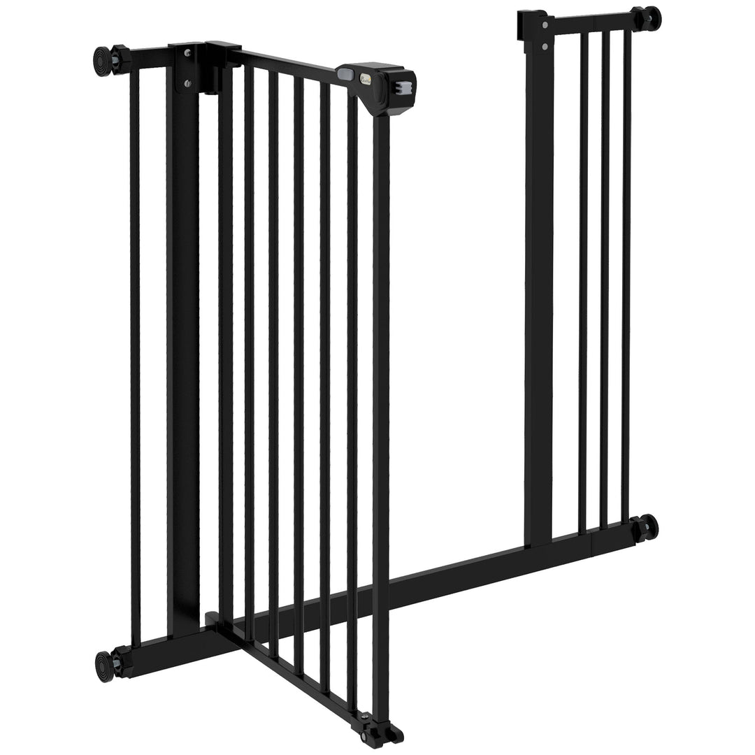 Hundegitter, kæledyrsgitter, metal, plast, 74-87 cm, sort