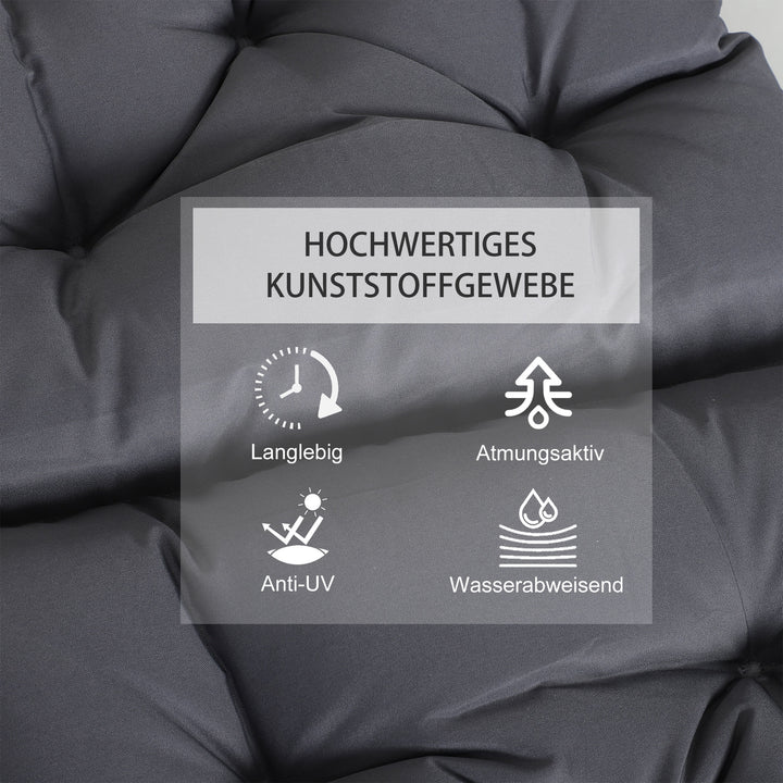 Sæt med 2 siddehynder, 98 cm x 50 cm x 8 cm stolehynder med bånd, vaskbare/ergonomiske siddehynder til hjemmet, haven, sofaen, grå