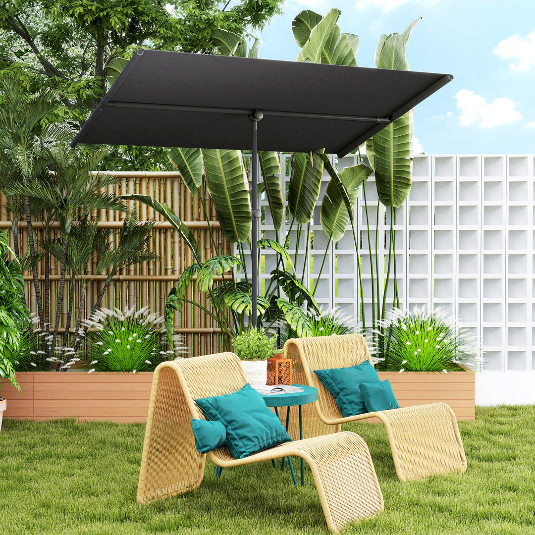 Parasol 180 graders drejelig højdejusterbar haveparasol med aluminiumsstang 150x205cm mørkegrå