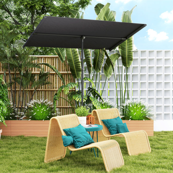 Parasol 180 graders drejelig højdejusterbar haveparasol med aluminiumsstang 150x205cm mørkegrå