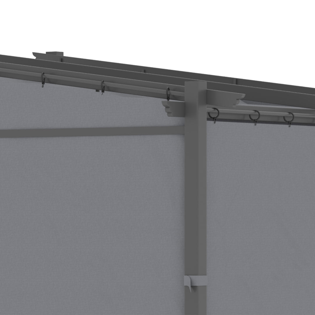 Pergola, inklusive monteringsbeslag, udtrækkeligt tag, 2,97 m x 2,95 m x 2,3 m, mørkegrå