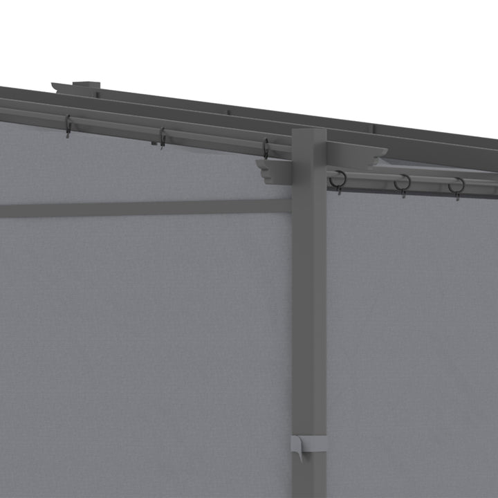 Pergola, inklusive monteringsbeslag, udtrækkeligt tag, 2,97 m x 2,95 m x 2,3 m, mørkegrå