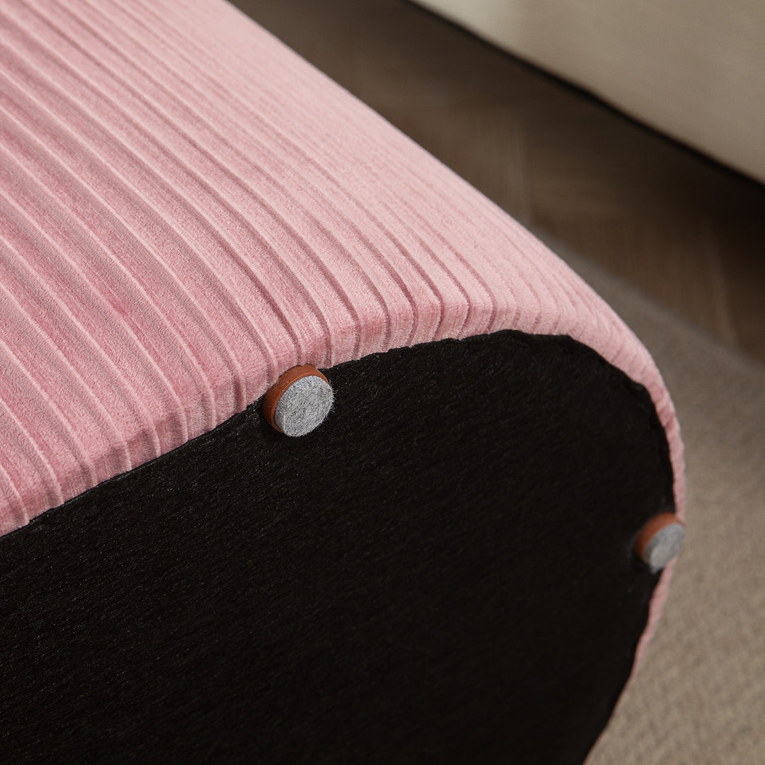 Bænk med opbevaringsplads, polstret fodskammel, retrodesign, fløjlslook, 81 cm x 40 cm x 41 cm, antik pink