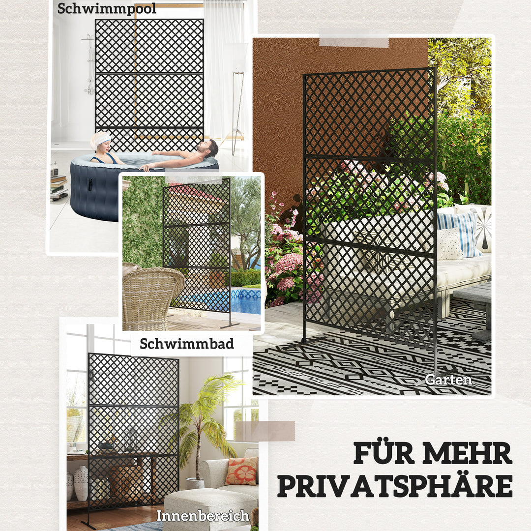 Udendørs rumdeler, metalskærm til terrasse, veranda, have, fritstående espalier, stål, sort