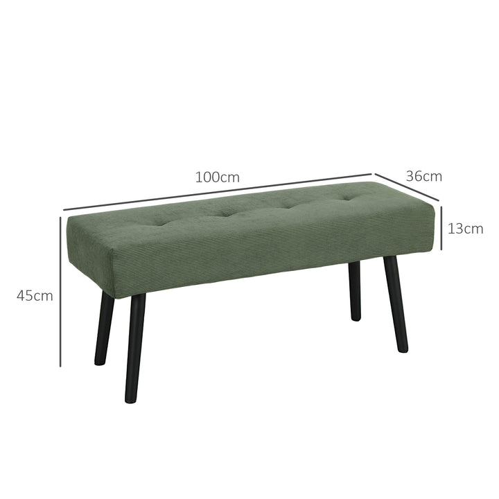 Polstret bænk med snorbetræk, sengebænk med metalben, skobænk 100 x 36 x 45 cm grøn