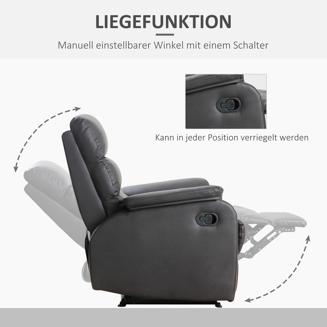 Afslappende stol tv-stol sofa lænestol hjørneskrivebord med cpu-stativ justerbar ergonomisk kunstlæder stål brun 75 x 92 x 99 cm
