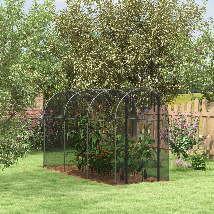 Fuglenet, plantebeskyttelse, robust, dør med lynlås, 120x360x188 cm, sort/sølv