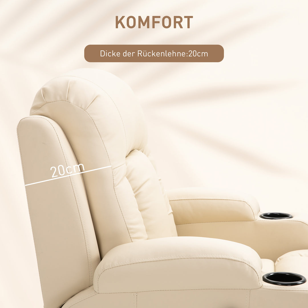 Massagestol, afslappende stol, gyngefunktion, 8 vibrationspunkter, inklusive fjernbetjening, creme
