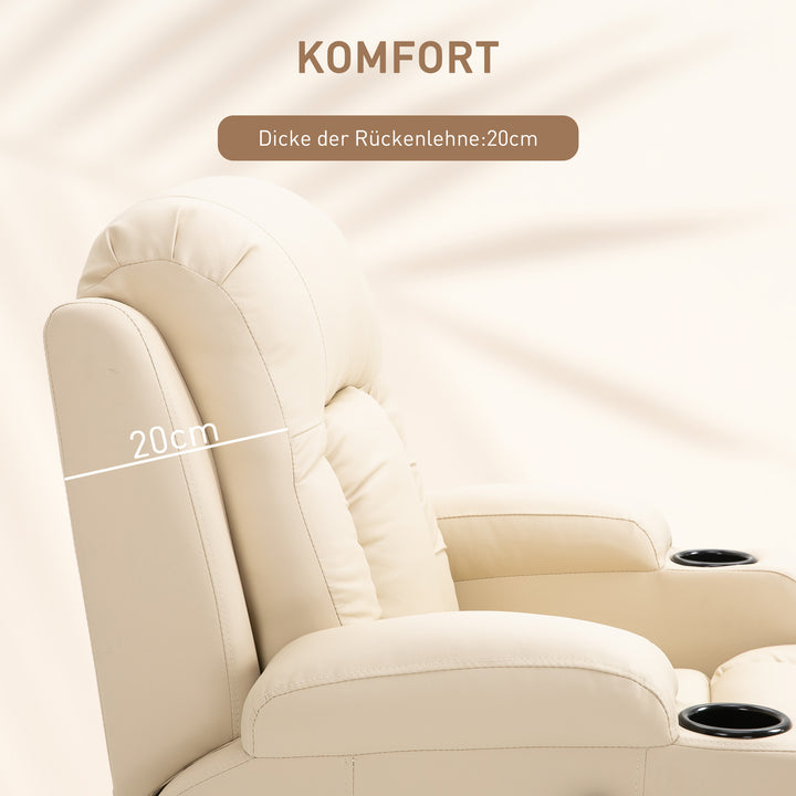 Massagestol, afslappende stol, gyngefunktion, 8 vibrationspunkter, inklusive fjernbetjening, creme