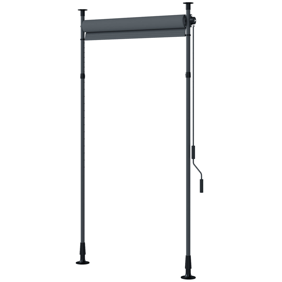 Fritstående markise, justerbar længde, borefri montering, aluminiumsramme, 1,5 x 2,2-3,1 m, mørkegrå