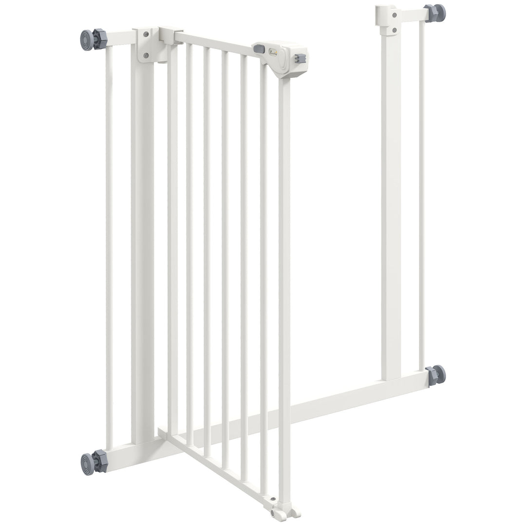 Hundegitter, kæledyrsgitter, metal, plast, 74-80 cm, hvid