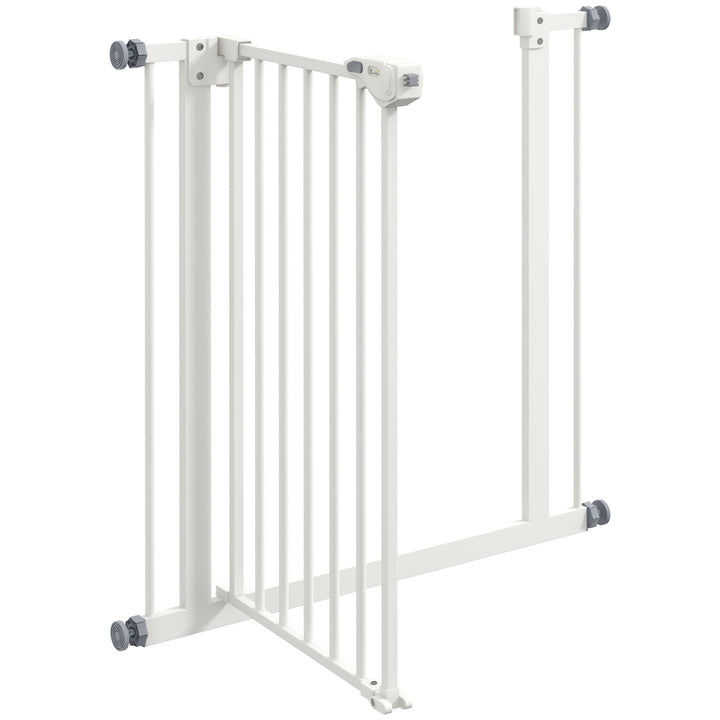 Hundegitter, kæledyrsgitter, metal, plast, 74-80 cm, hvid