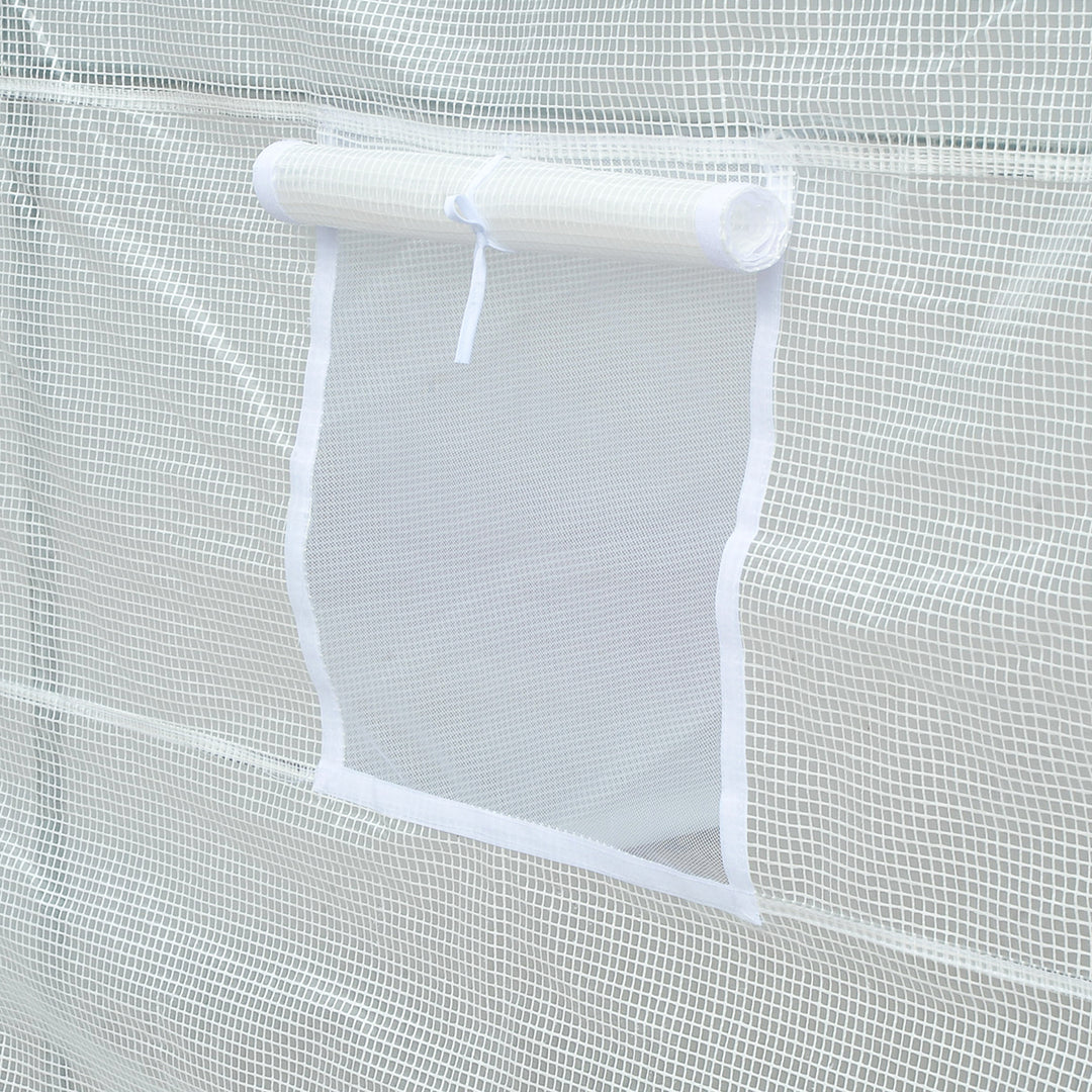 Drivhus 350x200x200cm, polytunneldrivhus, tomathus med dør, vindue, galvaniseret stålpolytunnel, plantetunnel, drivhus inklusive jordankre og reb, havetunnel, hvid