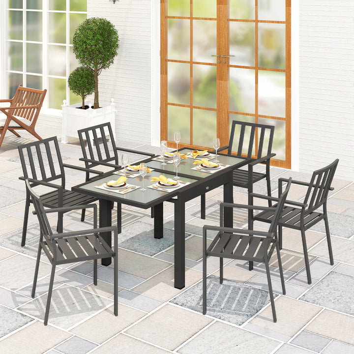 Udtrækkeligt havebord, udendørsbord, udvideligt buffetbord, vejrbestandigt, 160 cm × 80 cm × 75 cm, sort