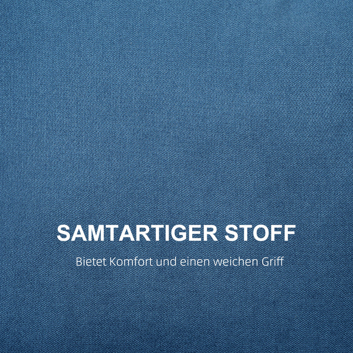 To-personers sofa, moderne stofsofa, 2 ryghynder, eukalyptustræstel, 133 x 73 x 81 cm, blå