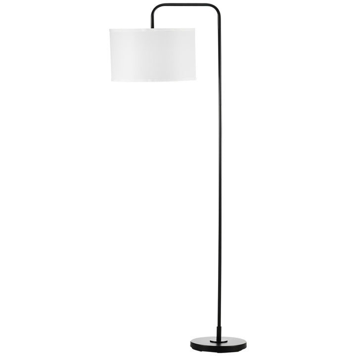 Gulvlampe med fodkontakt, gulvlampe med stofskærm, stål, hvid