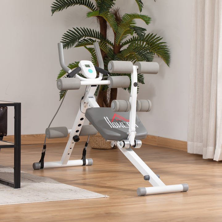2-I-1 sit-up træningsmaskine med lcd-skærm, hjemmefitnessudstyr, stål, kunstlæder