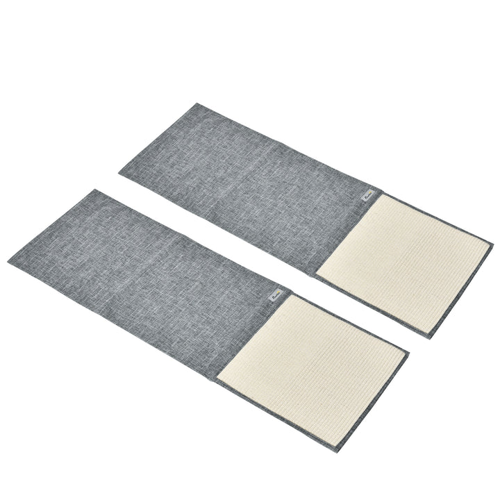 2-Delt kradsemåtte, ridsebeskyttelse til sofa, sisal kradsetæppe til katte, lænestole, sofaer, kradsemåtte til katte, grå, 130 x 45 x 0,3 cm