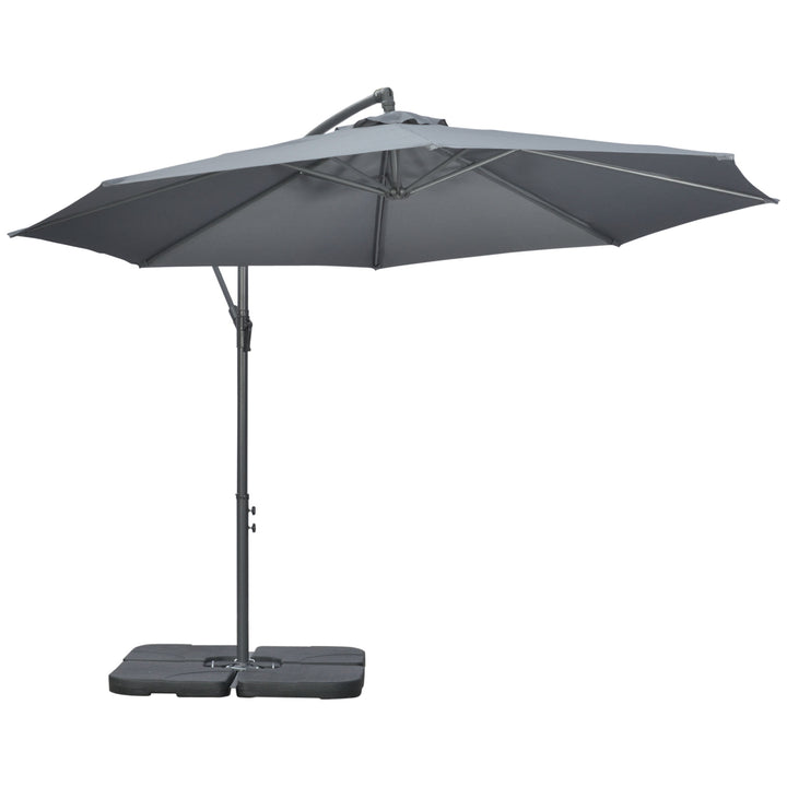 Fritstående parasol, haveparasol, inklusive krydsfod, vejrbestandig, 292 cm x 292 cm x 247 cm, grå
