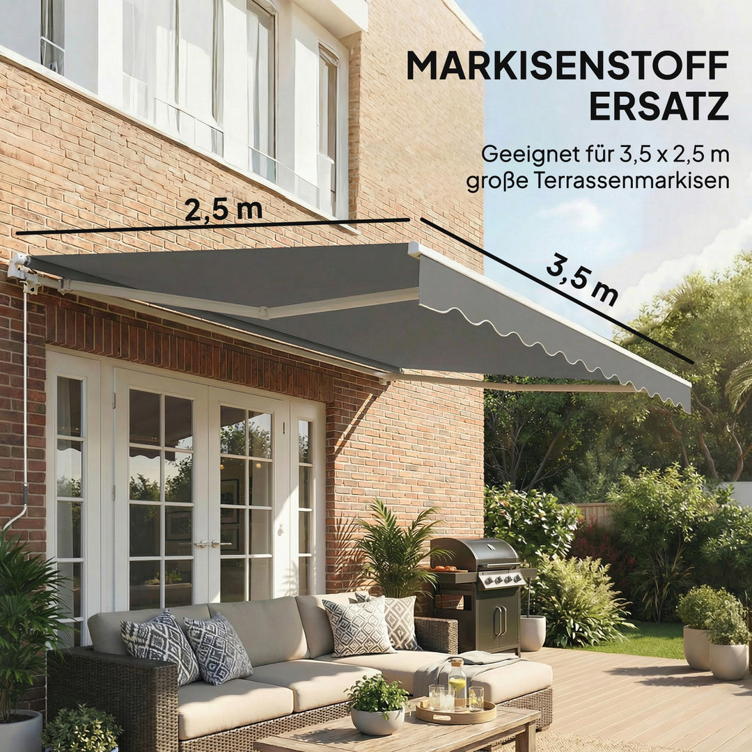 Reservestof til markise – soltag UPF 50+ til 3,5 x 2,5 m ramme, mørkegrå