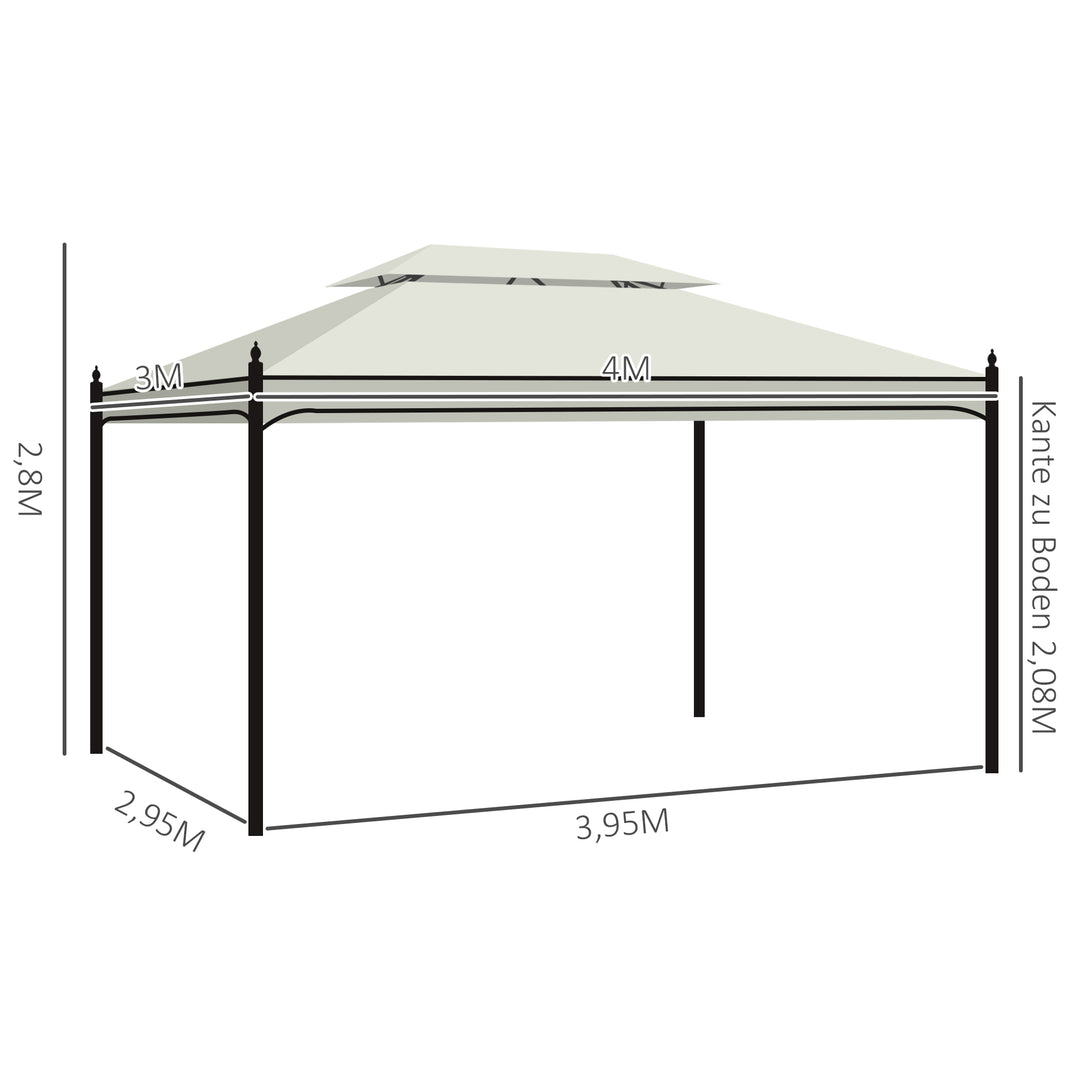 Luksus pavilion have pavilion festtelt marquee havetelt pagoda 3x4 m creme