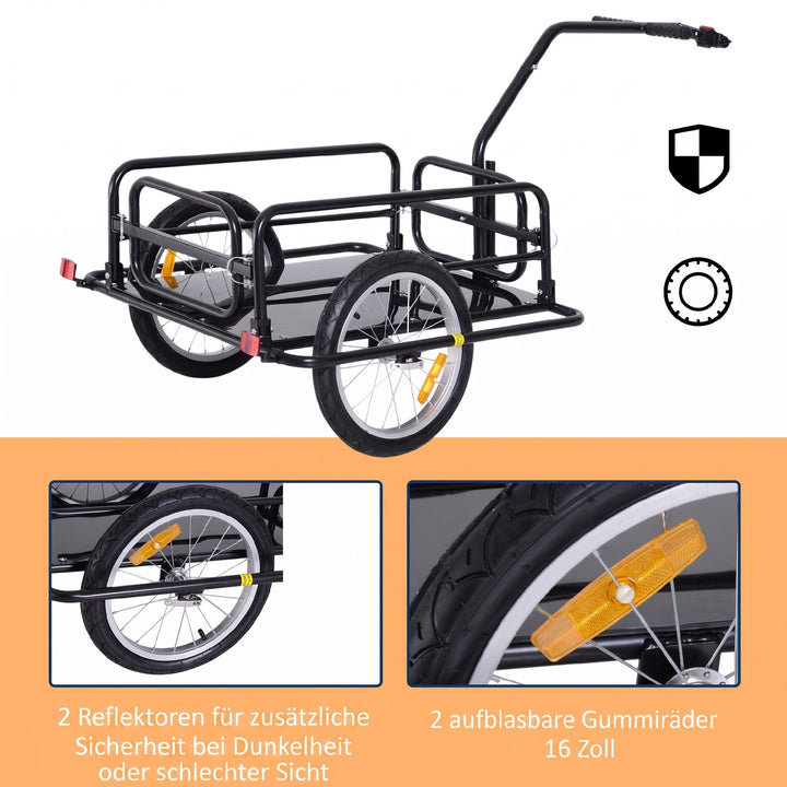 Sammenklappelig cykeltrailer, lasttrailer med kobling, kobling og reflekser, transportvogn, lasteevne op til 40 kg, transporttrailer til camping, shopping, flytning, 155 x 71,5 x 77 cm