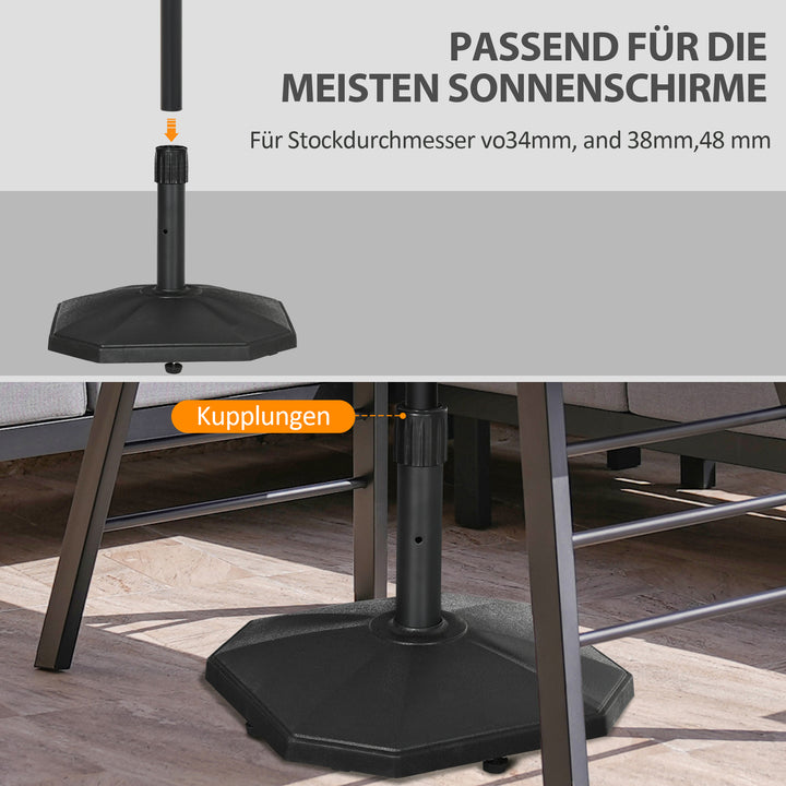 Paraplystativ, 18 kg, cementfyldning, kompakt design, plastikhus, sort, 45,5 x 45,5 x 33 cm