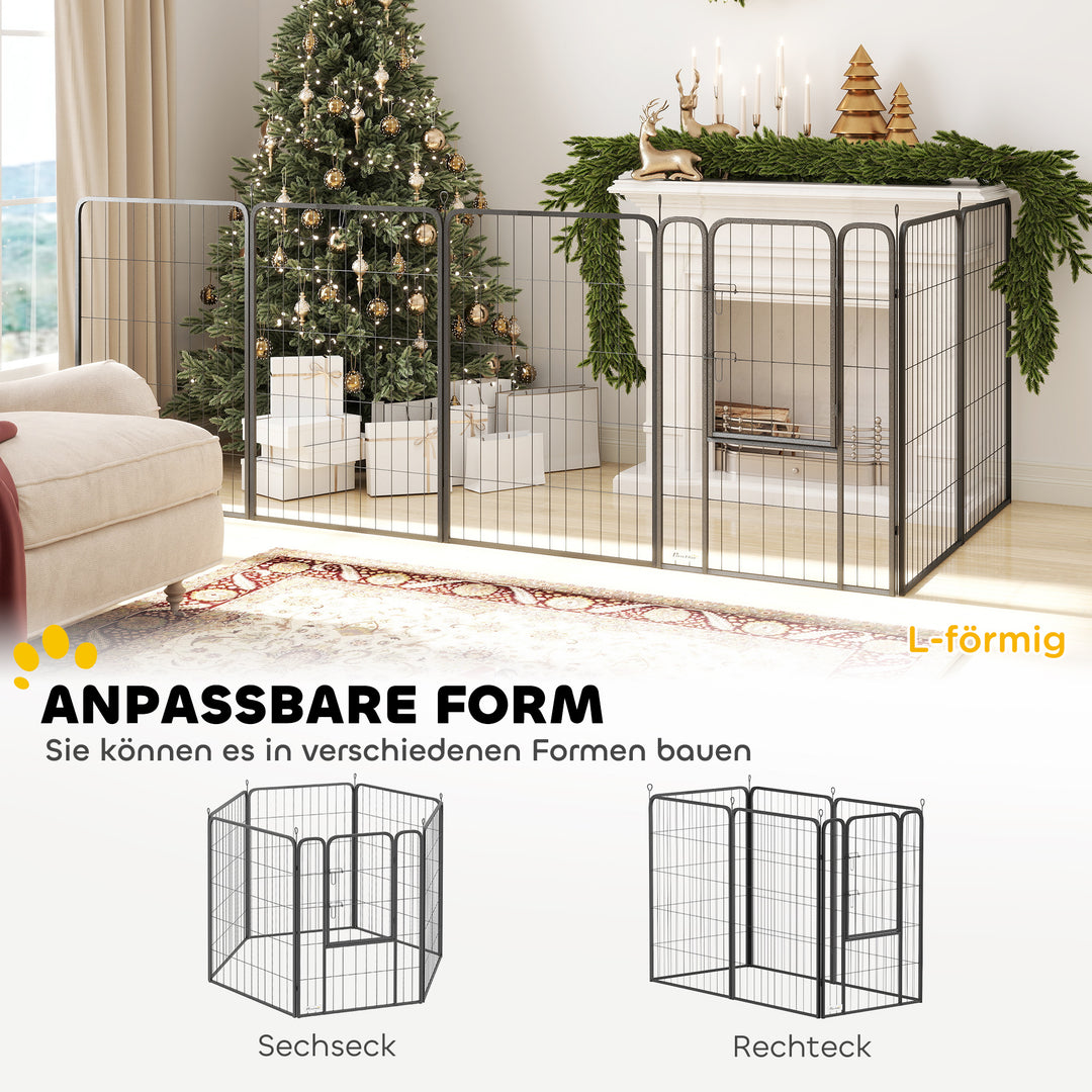 6-Panels kraftig hundegård med sikkerhedsdør, indendørs/udendørs, have, camping, 100 cm høj