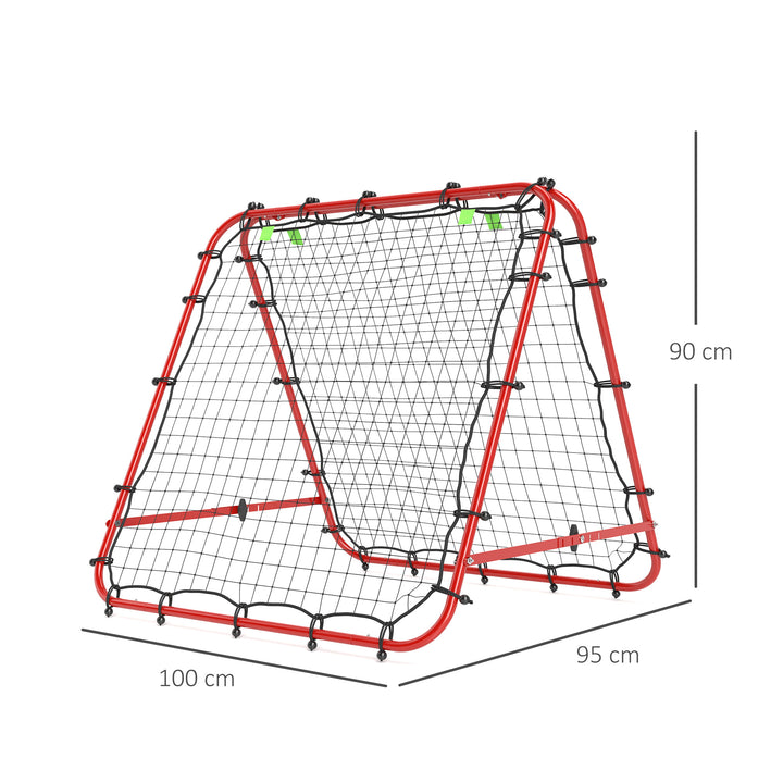 Fodboldmål, justerbart, foldbart, metalramme, 100 x 95 cm, rød