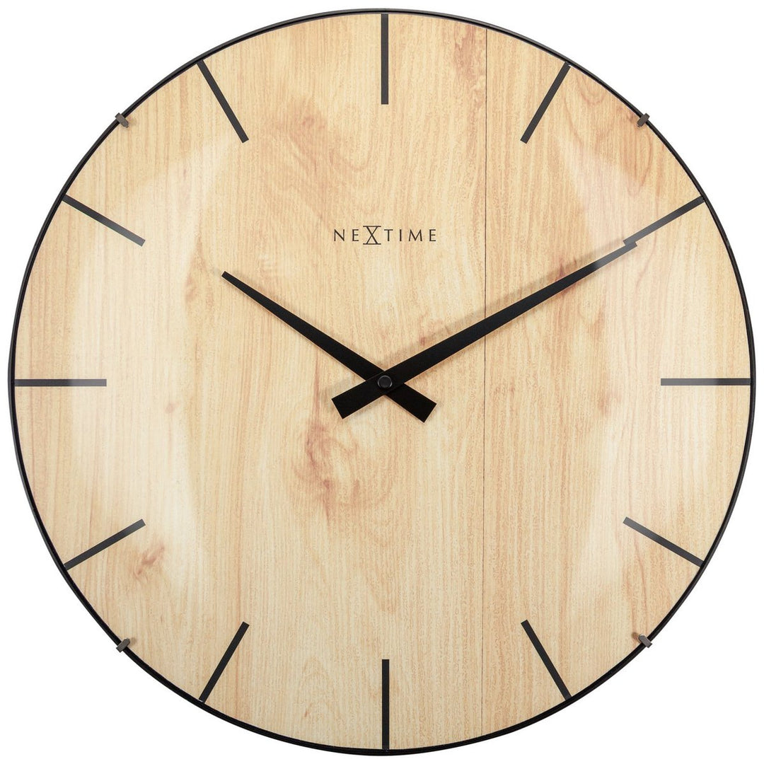 Vægur - 35 cm - Dome Glas - 'Edge Wood Dome'