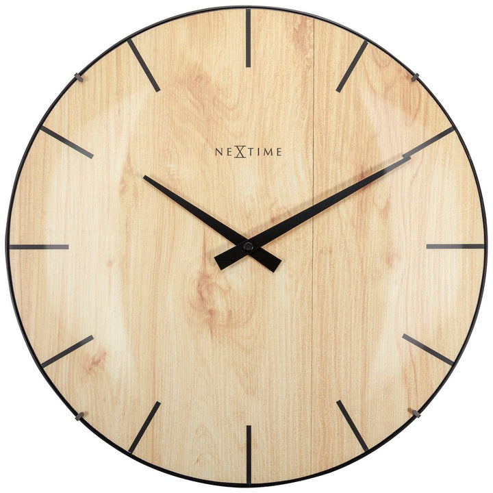 Vægur - 35 cm - Dome Glas - 'Edge Wood Dome'