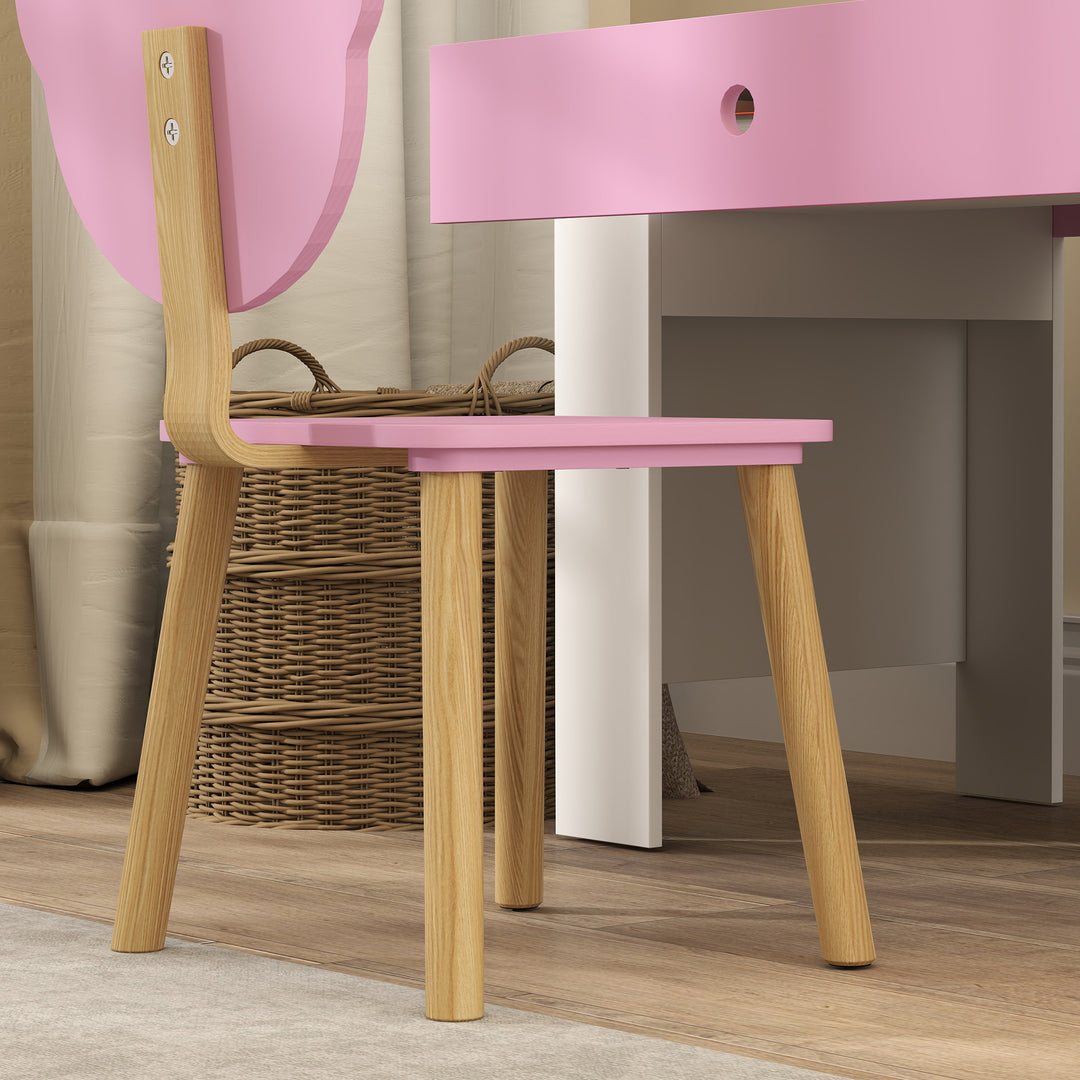 Børne skrivebordssæt, bjørneformet skrivebord og stol med skuffe, til skrivning og kreativitet, alder 3-8, pink