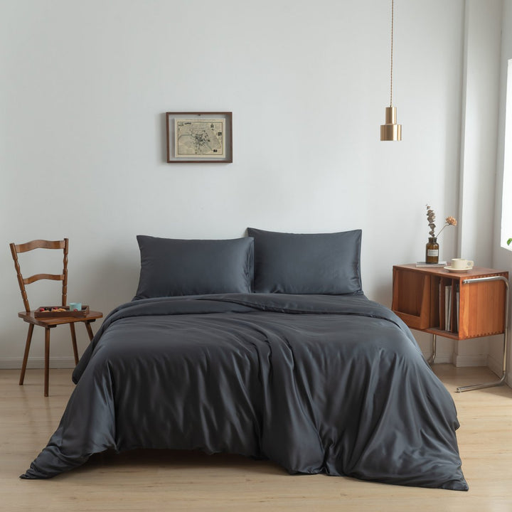 Mørkeblå Bambus Sengesæt 1-person - 400TC Tanboocel - Space Blue