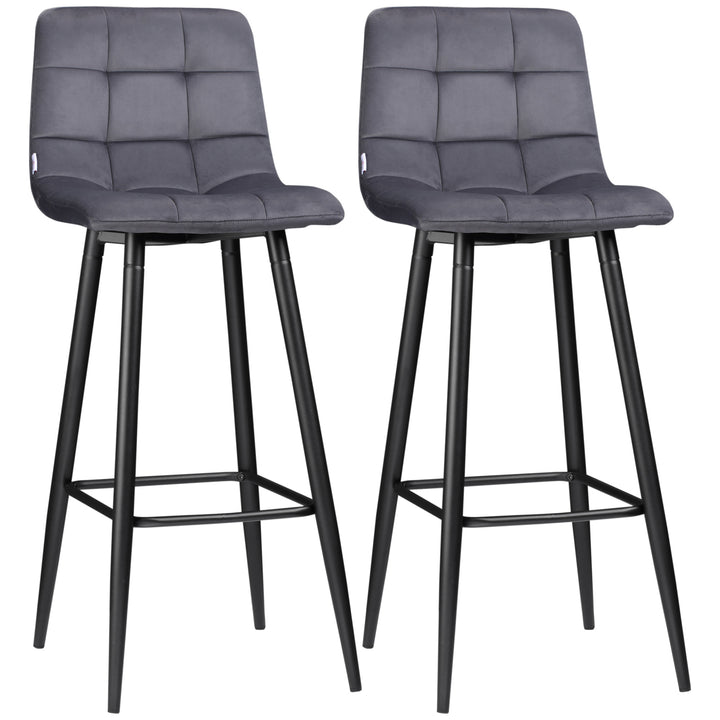 Sæt med 2 barstole med fodstøtte i retrodesign 42 cm x 47 cm x 105 cm grå