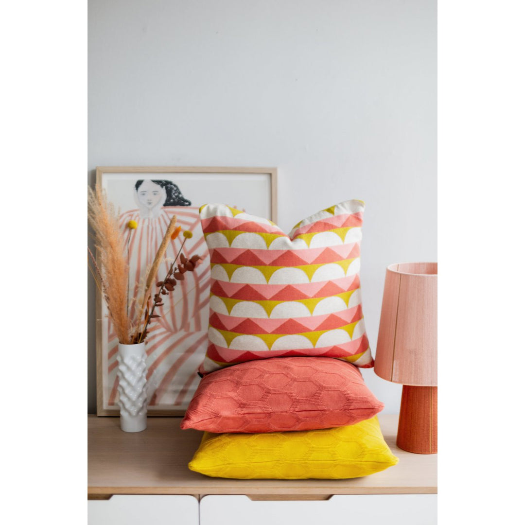 Toby Pillow-Cover rød, blød jacquard strikket bomuld