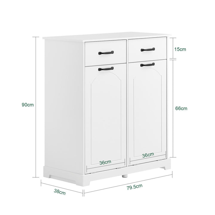 Kommode med indbyggede vasketøjskurve til badeværelset, H90 x B79.5 x D38 cm, hvid