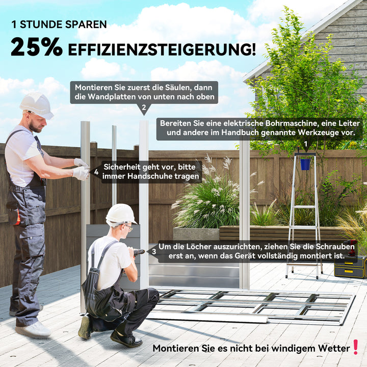 Metalhaveskur, vejrbestandigt og rustbestandigt, aflåseligt, 2,40 x 2,06 x 1,98 m, lysegrå