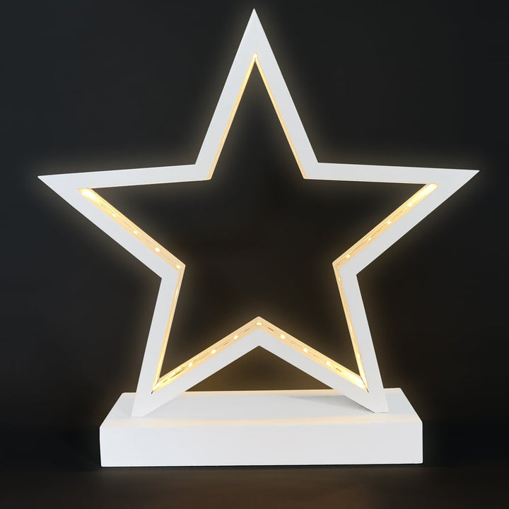 LED Star White Wood