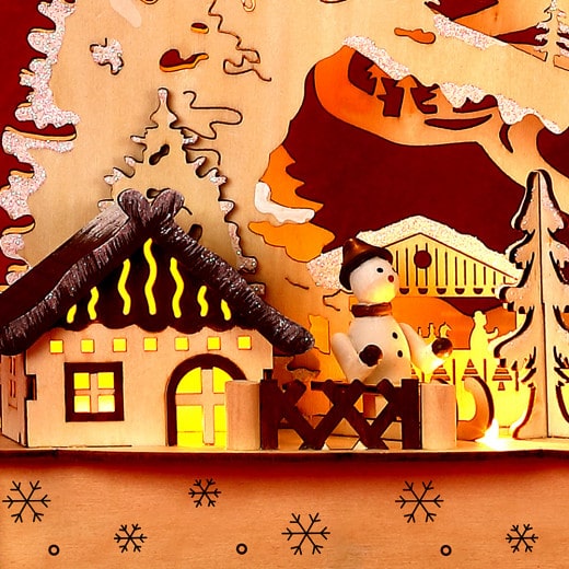 LED Candle Arch Wood Winter Village inkl. Timer