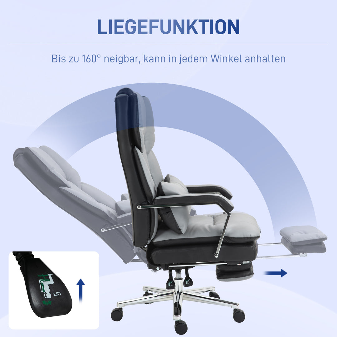 Kontorstol, ergonomisk, justerbar, 63x71x123-129cm, lysegrå/sort