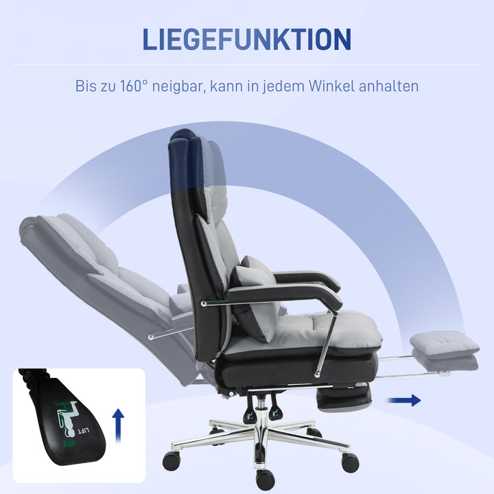 Kontorstol, ergonomisk, justerbar, 63x71x123-129cm, lysegrå/sort