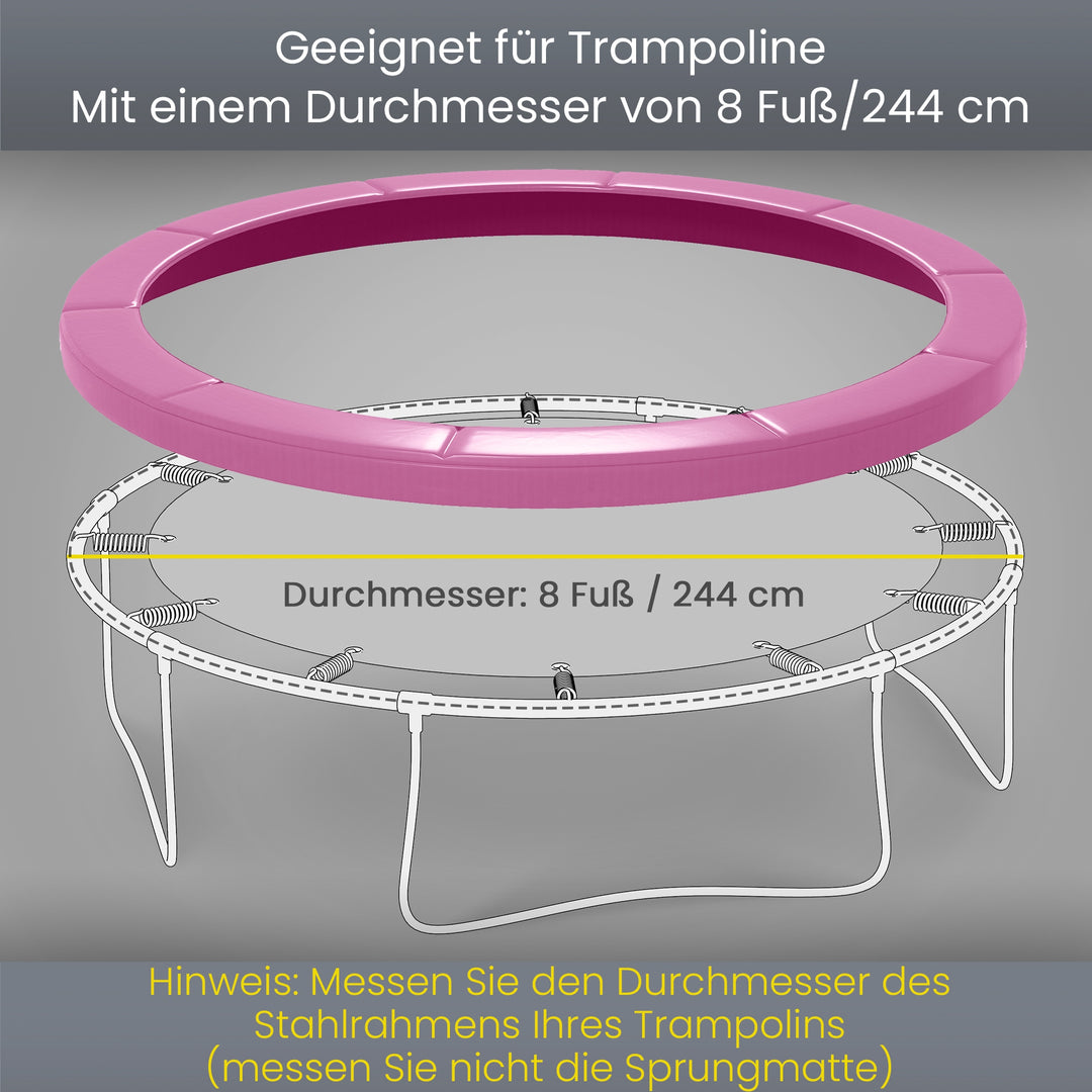 Reservekantbetræk til trampoliner, vandtæt, rivefast, Ø244 cm, pink