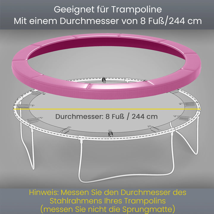 Reservekantbetræk til trampoliner, vandtæt, rivefast, Ø244 cm, pink