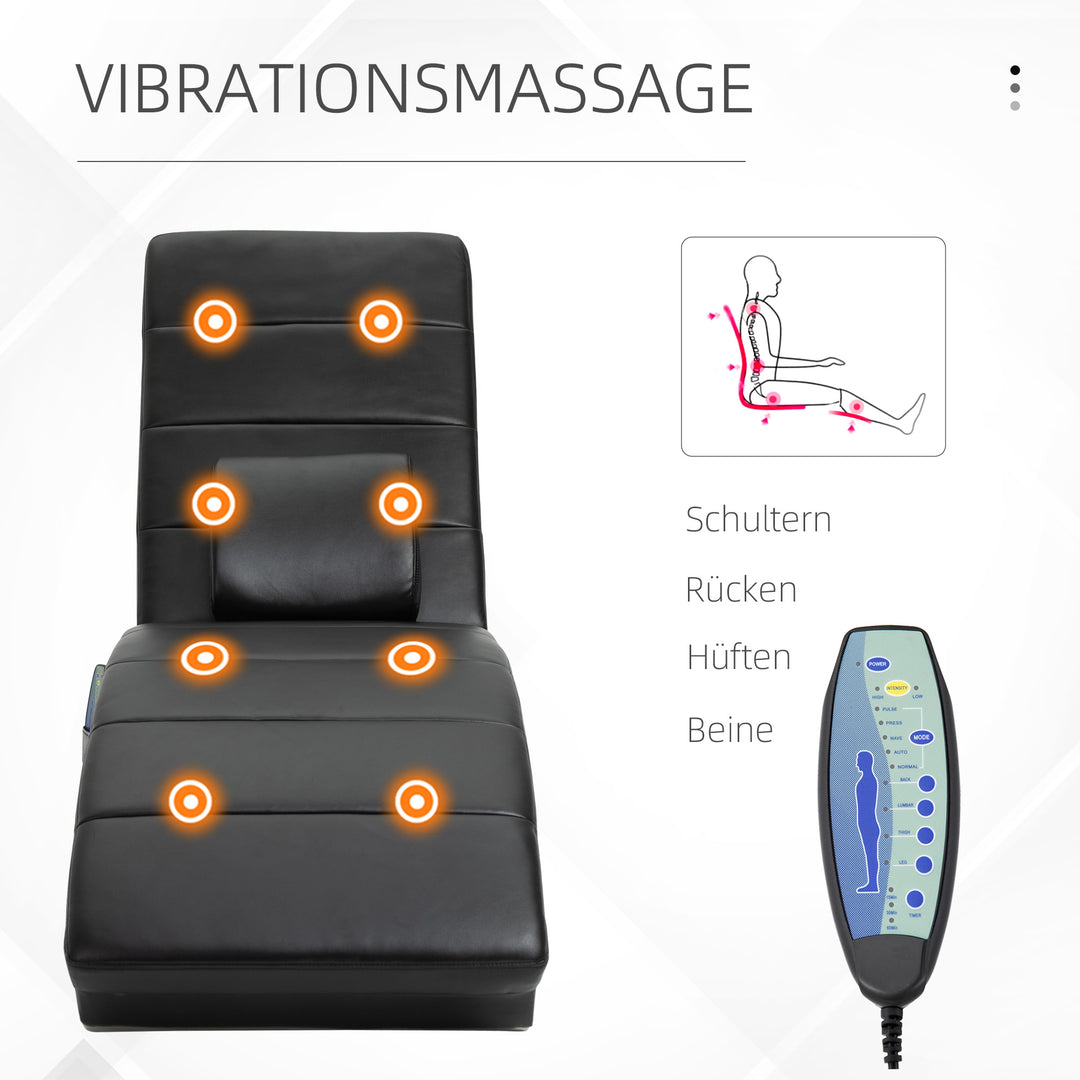 Afslappende lænestol med massagefunktion ergonomisk høj ryglæn med massagefunktion og hynde med zero-g design lænestol kunstlæder metalskum sort 58 x 163 x 87 cm