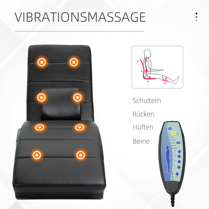 Afslappende lænestol med massagefunktion ergonomisk høj ryglæn med massagefunktion og hynde med zero-g design lænestol kunstlæder metalskum sort 58 x 163 x 87 cm
