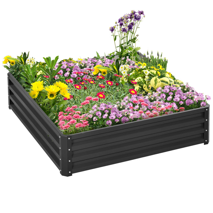 Havebed, plantekasse med stålramme, grå, 120 x 120 x 30 cm